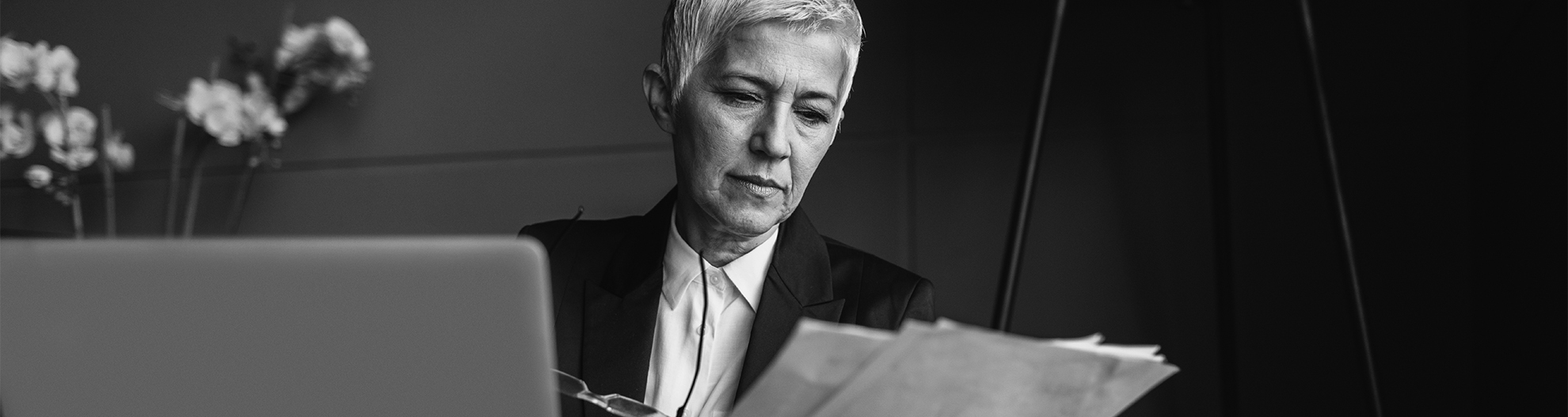 Business woman looking at documents